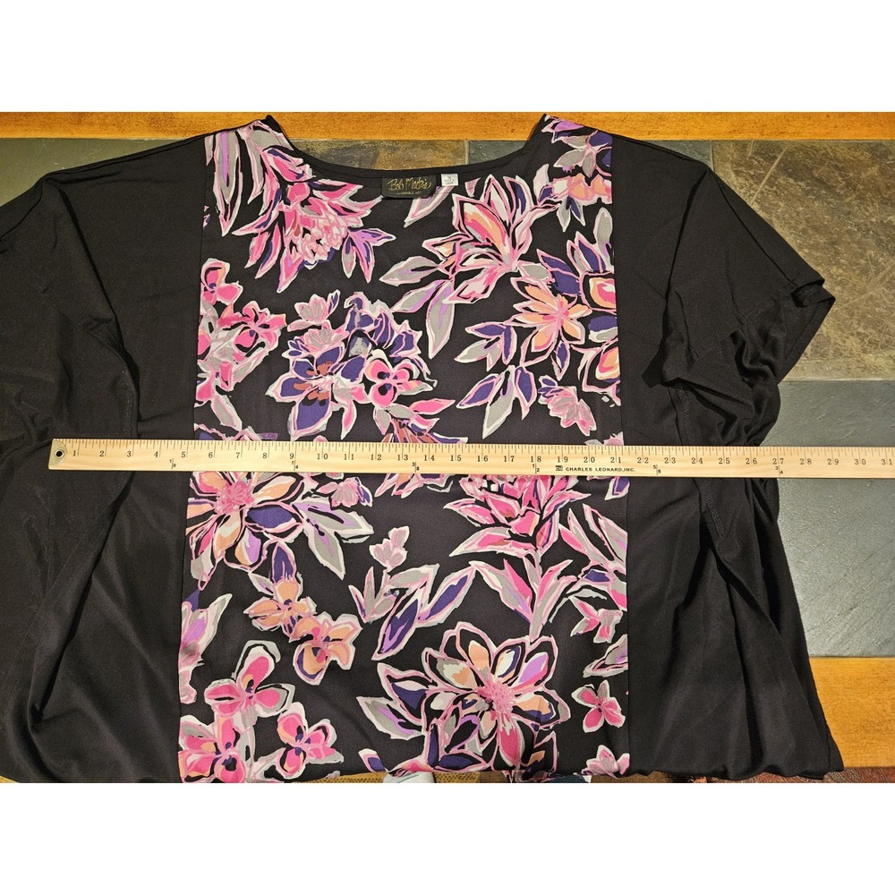 Bob Mackie Wearable Art Womans 1X Multicolor Floral Tunic Bloomcore Boho - Picture 9 of 10